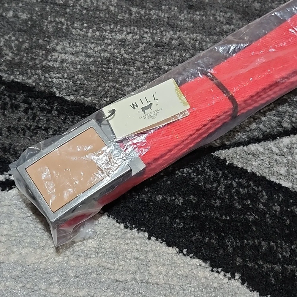 WILL LEATHER GOODS RED WOVEN ADJUSTABLE LENGTH & METAL 